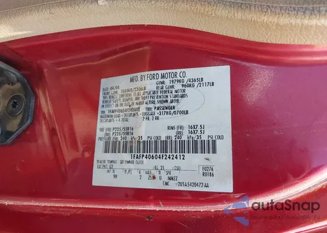 2004 Ford Mustang из США, поврежденный, VIN 1FAFP40604F242412